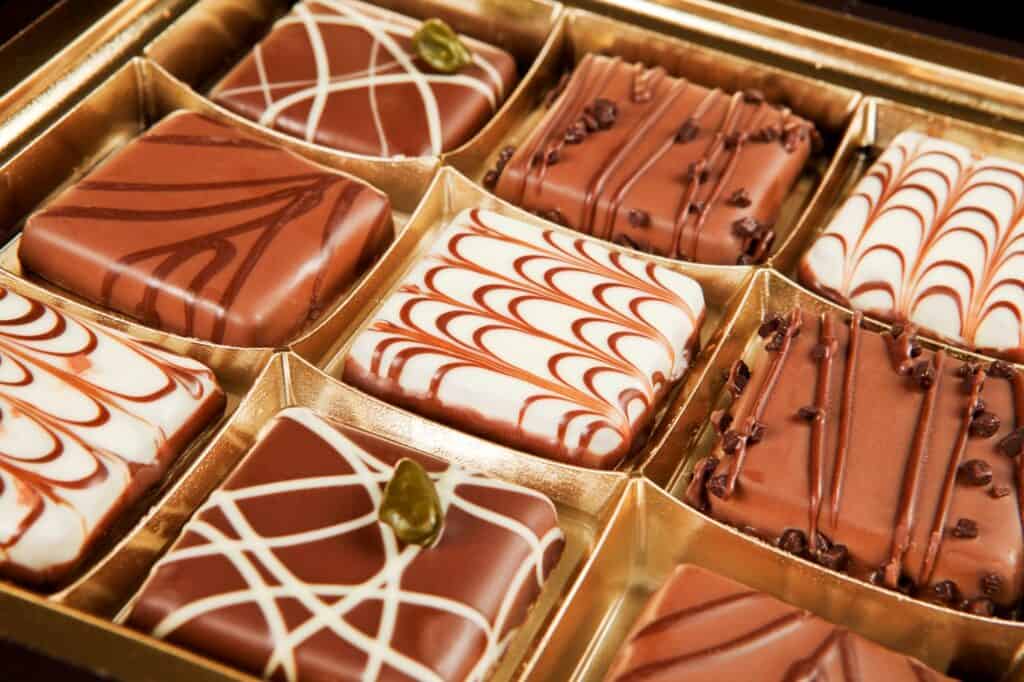 Closeup of the collection of luxurious chocolate
