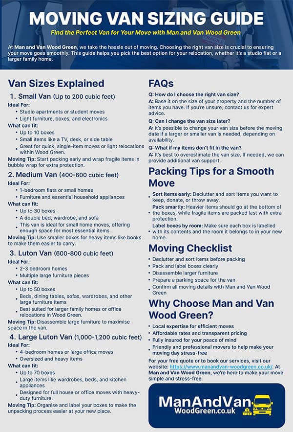 Wood Green Van Sizing Guide
